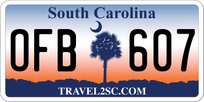 SC license plate OFB607