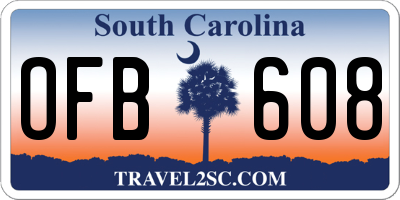 SC license plate OFB608