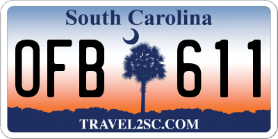 SC license plate OFB611