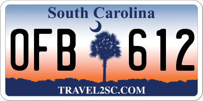 SC license plate OFB612