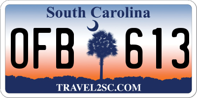 SC license plate OFB613