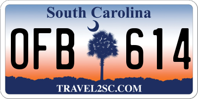 SC license plate OFB614