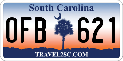 SC license plate OFB621