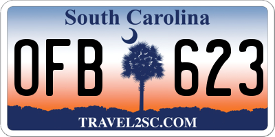 SC license plate OFB623