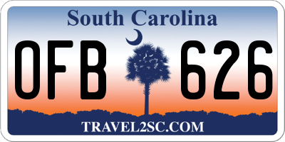 SC license plate OFB626