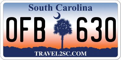 SC license plate OFB630