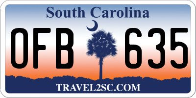SC license plate OFB635
