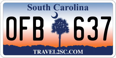SC license plate OFB637