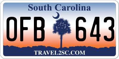 SC license plate OFB643