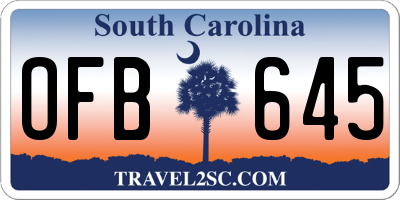 SC license plate OFB645