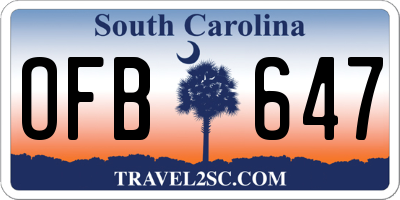 SC license plate OFB647