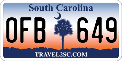 SC license plate OFB649