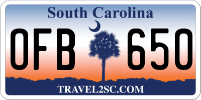 SC license plate OFB650