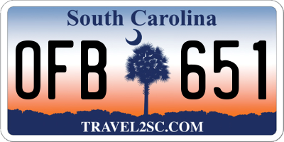 SC license plate OFB651
