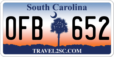 SC license plate OFB652