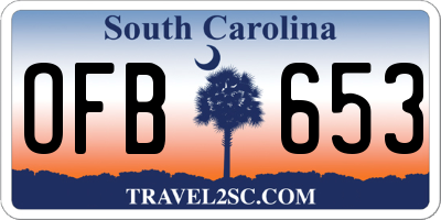 SC license plate OFB653