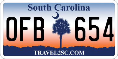 SC license plate OFB654