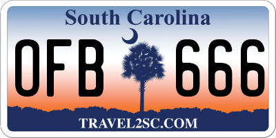 SC license plate OFB666