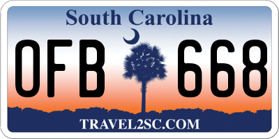 SC license plate OFB668