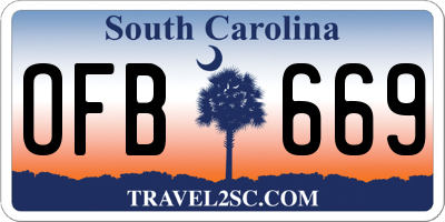 SC license plate OFB669