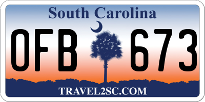 SC license plate OFB673
