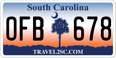 SC license plate OFB678