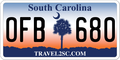 SC license plate OFB680