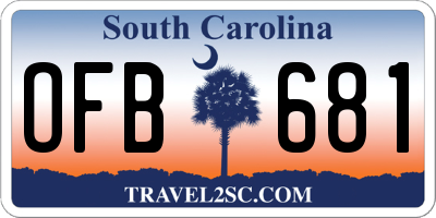 SC license plate OFB681