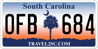 SC license plate OFB684