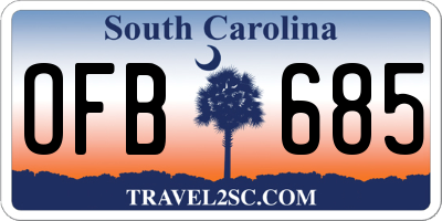 SC license plate OFB685