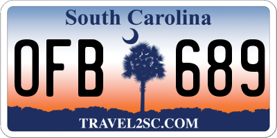 SC license plate OFB689