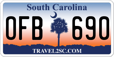 SC license plate OFB690
