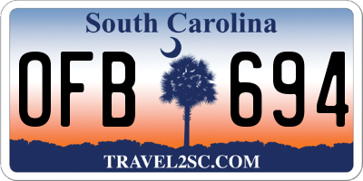 SC license plate OFB694