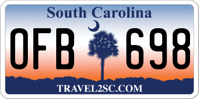 SC license plate OFB698