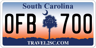 SC license plate OFB700