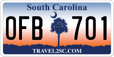 SC license plate OFB701