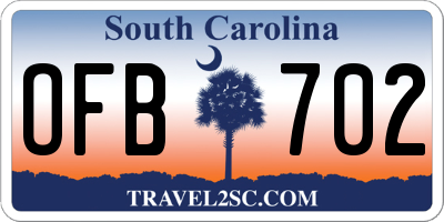 SC license plate OFB702