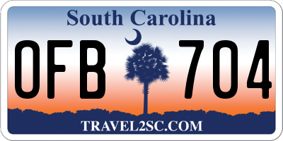 SC license plate OFB704