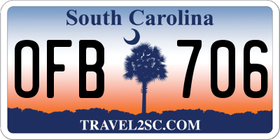 SC license plate OFB706