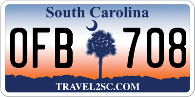 SC license plate OFB708