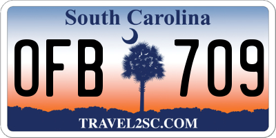 SC license plate OFB709