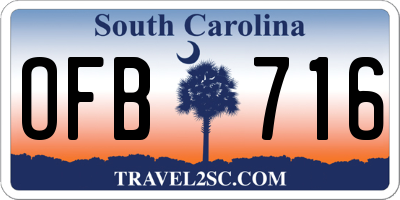SC license plate OFB716