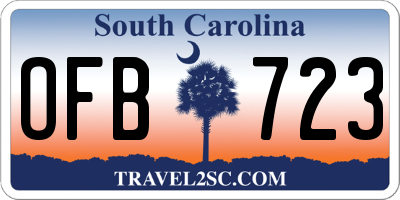 SC license plate OFB723