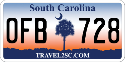 SC license plate OFB728