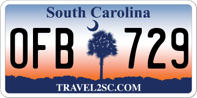 SC license plate OFB729