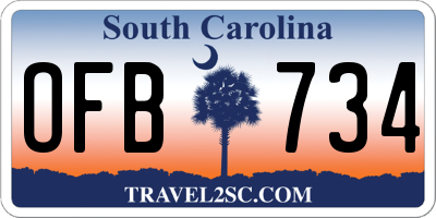 SC license plate OFB734