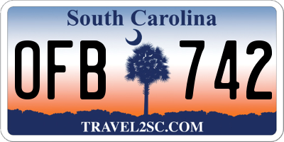 SC license plate OFB742