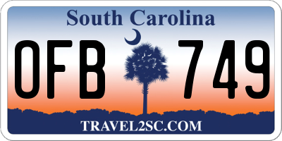 SC license plate OFB749