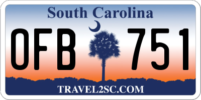 SC license plate OFB751