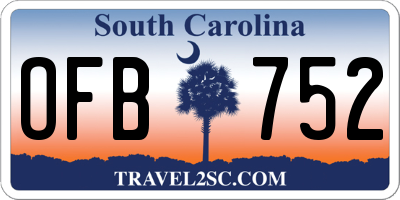 SC license plate OFB752